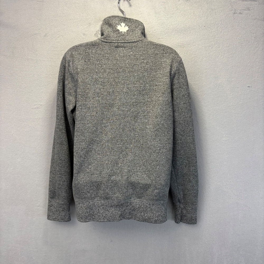 Roots 1/4 Zip Sweatshirt Womens Medium Gray Heathered Beaver Maple Leaf Casual - Picture 2 of 12